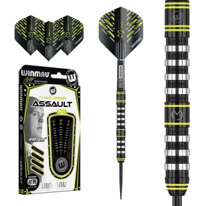 Winmau MVG Assault 90% zwart - zilver dartpijlen 24g