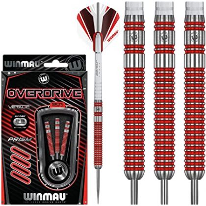 Winmau Overdrive 90% rouge - argent darts 23g